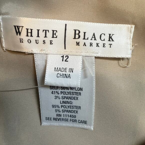 White House Black Market Brocade Strapless Dress Pale Gold Size 12 NEW - Picture 6 of 9